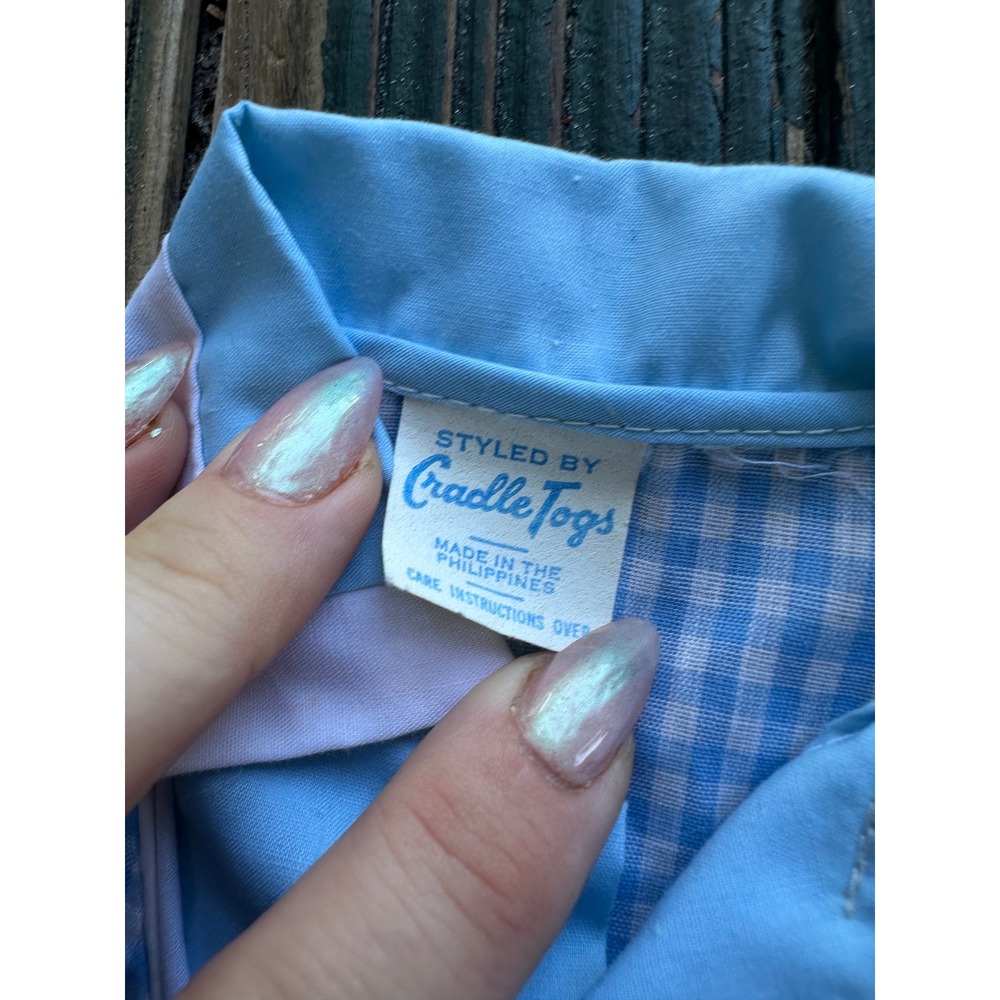 Vintage Cradle Togs Baby Boy Blue Gingham Duck Embroidered Shirt and Shorts Set - Picture 4 of 9